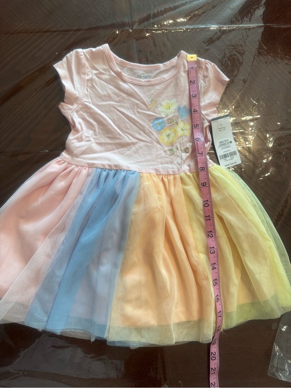 Carter's Pastel Tulle Dress with Floral Bodice